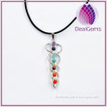 Natural gemstone alloy pendant, seven chakra stone Evil sword shaped pendant colorful